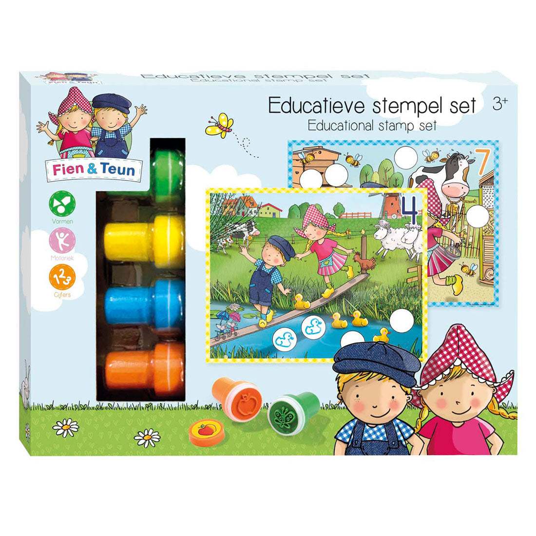Bambolino fien teun creatieve stempelset, stempels en gekleurde kaarten - creatief, educatief speelgoed - boerderij speelgoed - vanaf 3 jaar - toys
