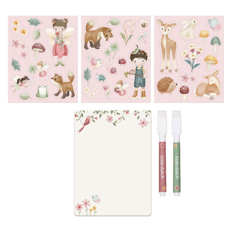 Little dutch whiteboard kleurset met magneten - rosa fairy garden