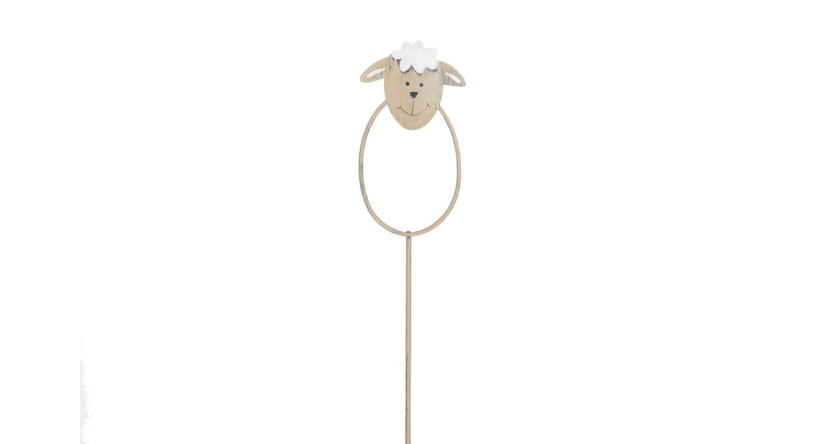 Metal sheep on stick 4.4x29.5cm 3pc grey
