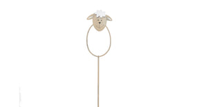 Metal sheep on stick 4.4x29.5cm 3pc grey