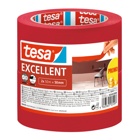 Tesa 1068967 - afplakband excellent promo 2 x 50m x50mm | 2 stuks