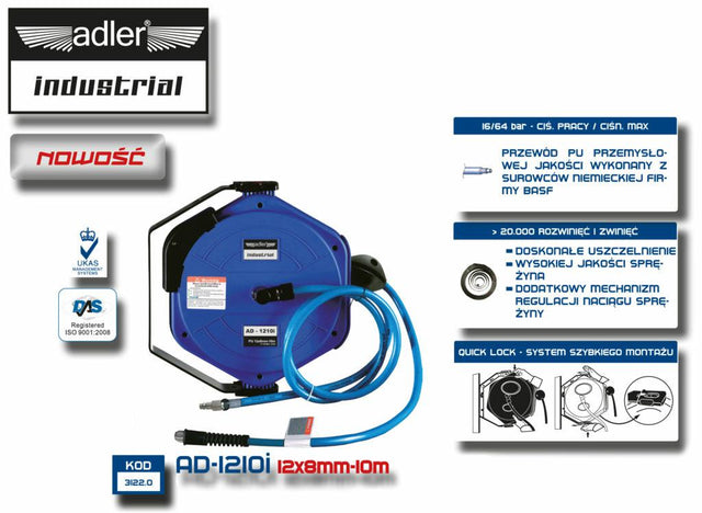 Adler pu draadrolmechanisme 12x8mmx10m ad-1210i