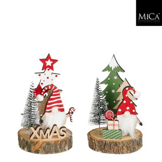 Decoratie kerstman rood groen 2 assorti fsc 100% h14xd1cm | 4 stuks
