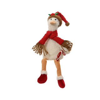 Gans polyester sitting w dangling leg w xmas hat | 2 stuks
