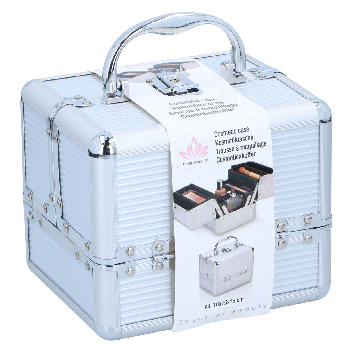 Metalen make-up koffer - beautycase - 18x15cm