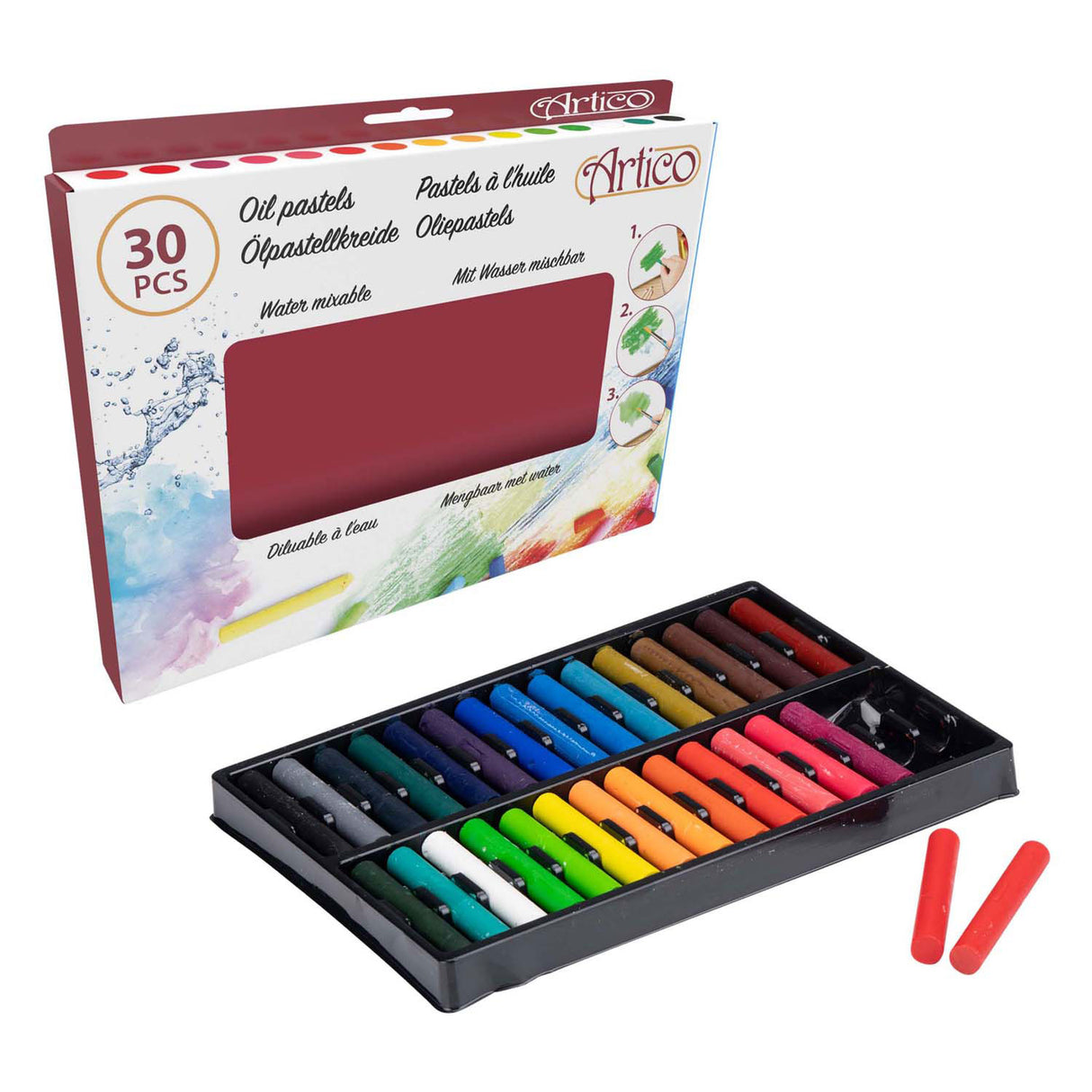 Oliepastels, set van 30 kleuren