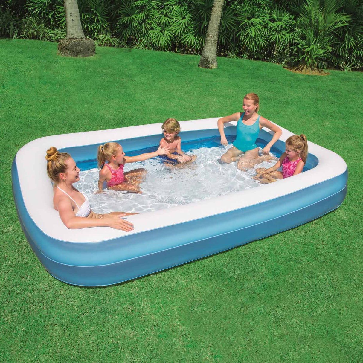 Bestway Family Swimming Pool 2 Bordes Rectángulo 305 Azul