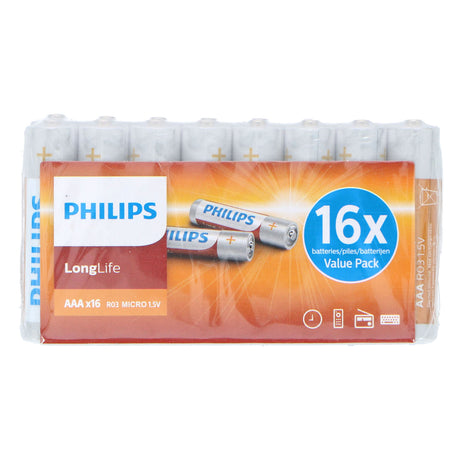 Philips Longlife AAA -batteri, 16: e.