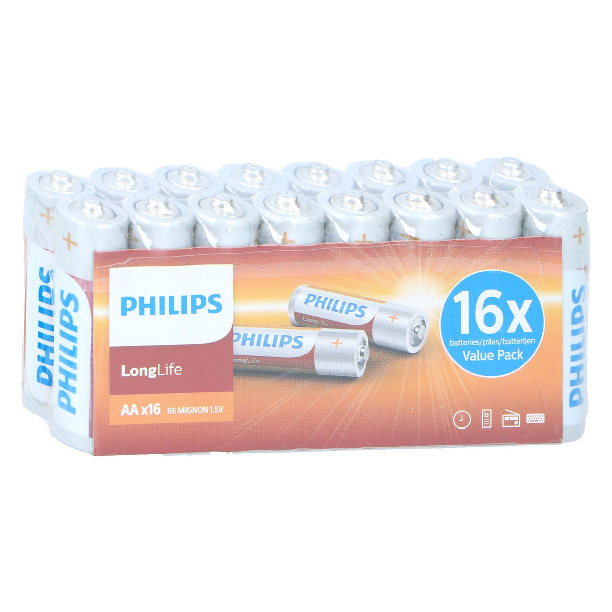 Philips longlife aa batterij, 16st.