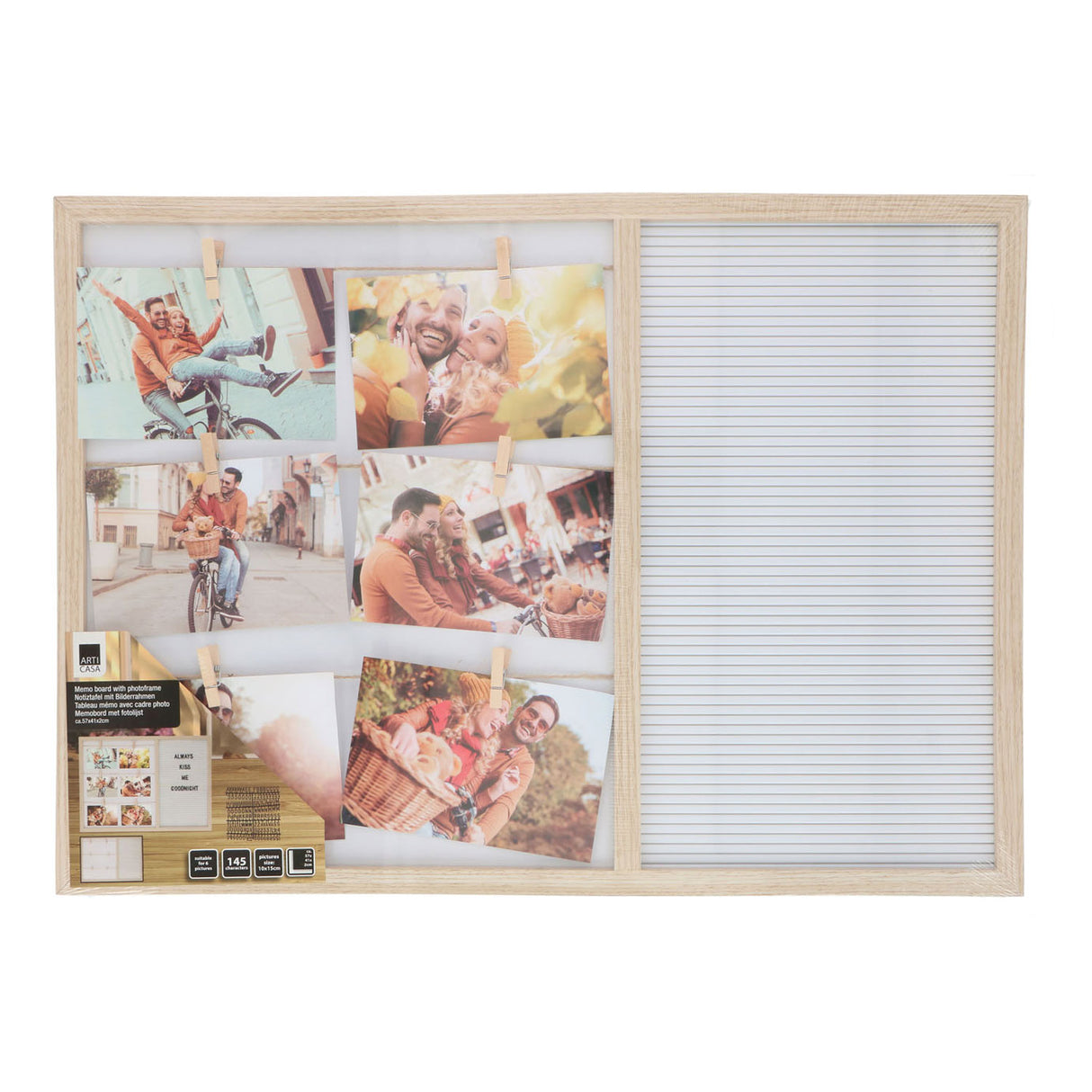 Houten memobord en fotolijst mdf, 57x41cm