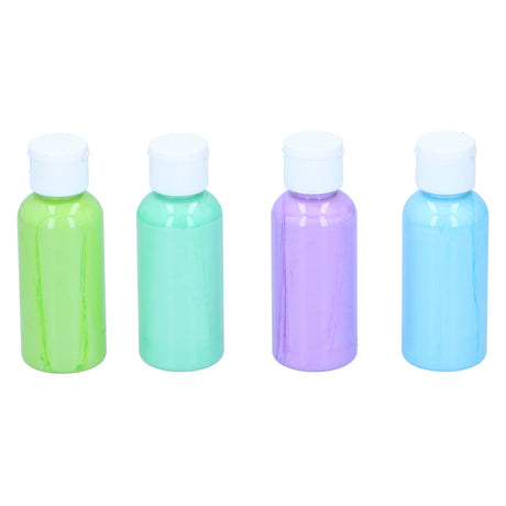 Merkloos sans marque acrylverf pastel set kinderverf 4 flesjes multi kleuren 80ml.