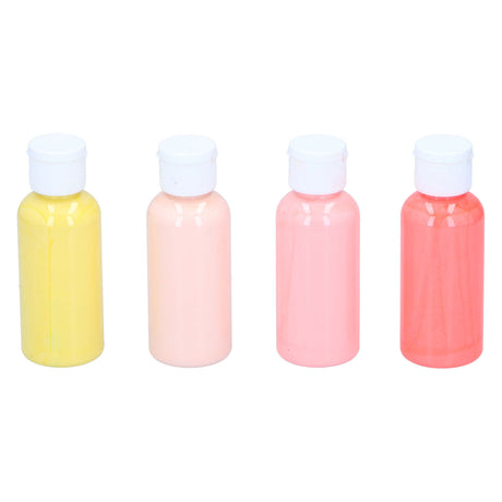 Merkloos sans marque acrylverf pastel set kinderverf 4 flesjes multi kleuren 80ml.