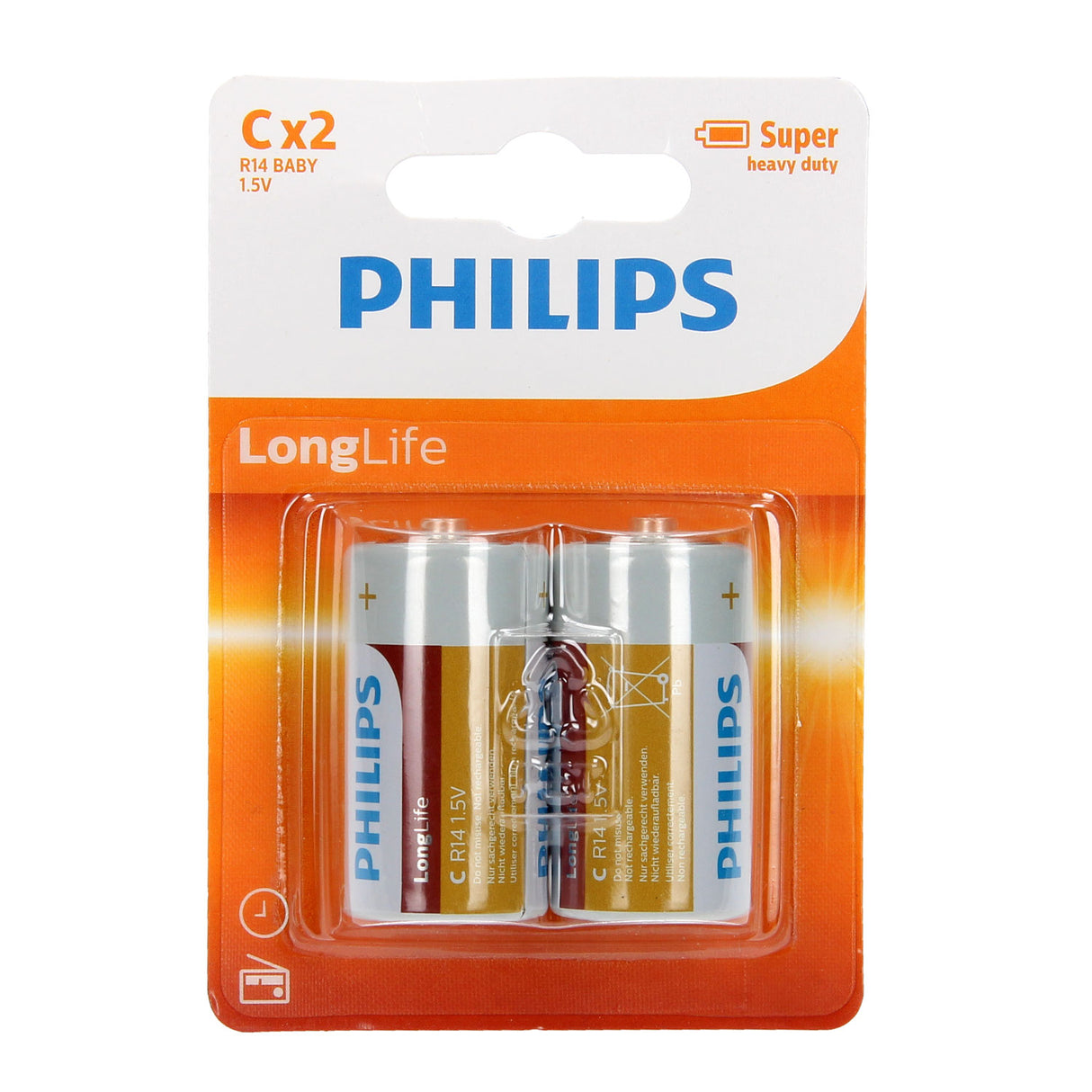 Philips batteri R14 C lang levetid