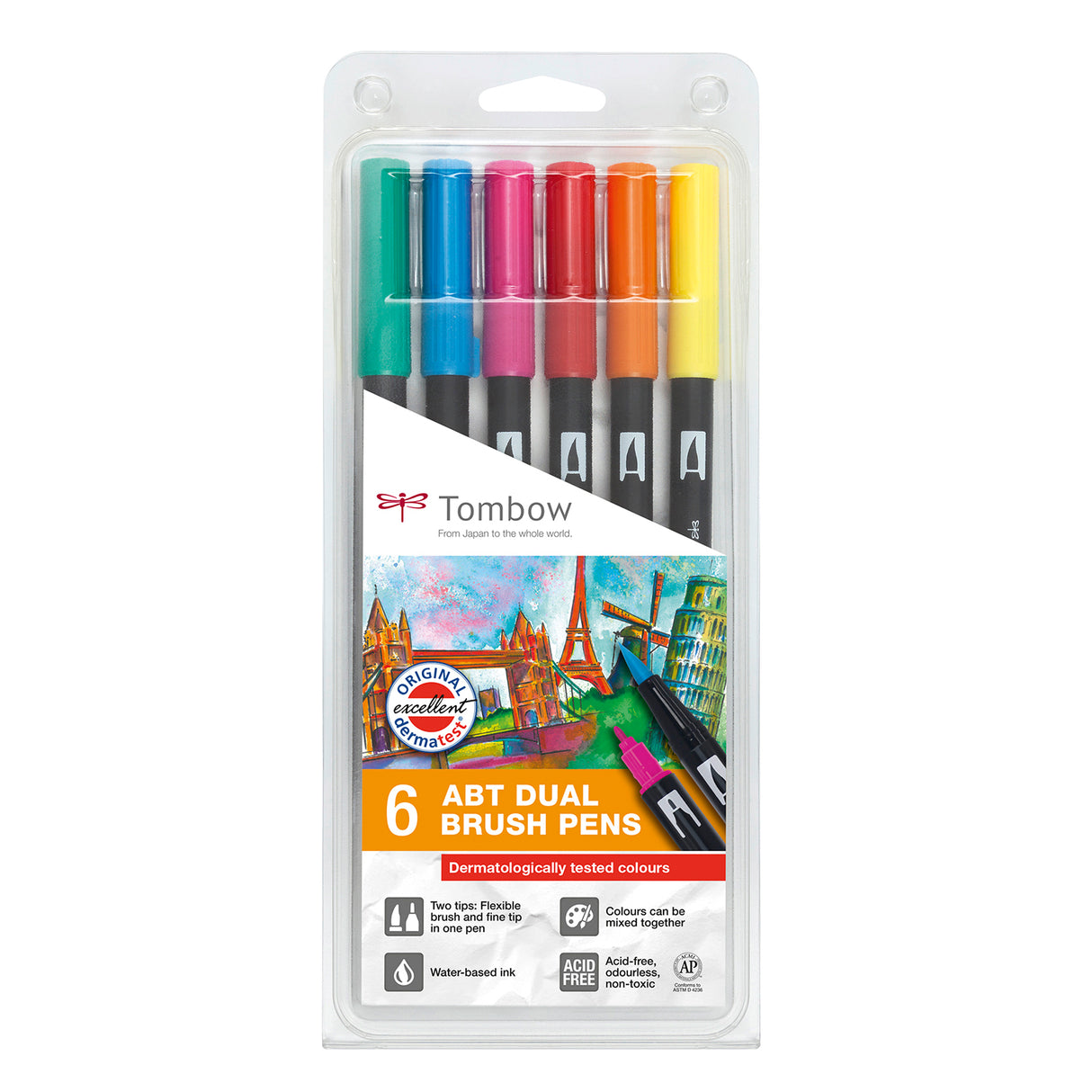 Tombow • brush pen abt dual brush pen set dermatologically 6pcs