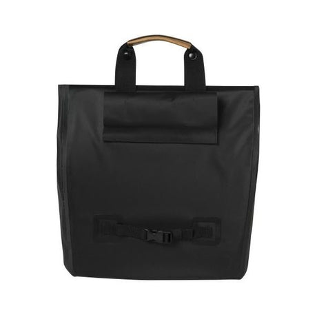 Basil Urban Dry Shopper - waterdichte fietsshopper, vegan leather details, verstelbare sluiting, reflectie, mat zwart