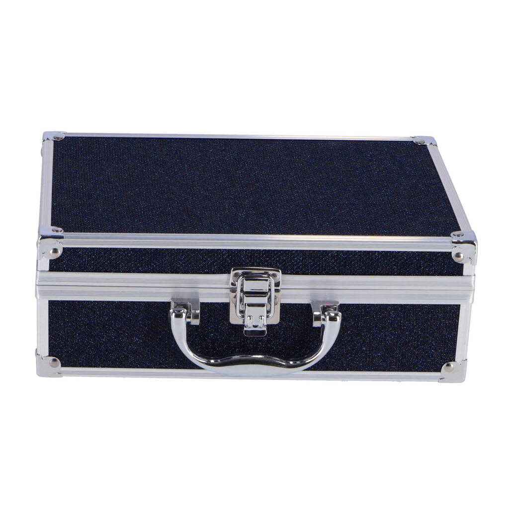 Casuelle aluminium make-up koffer donkerblauw glitter