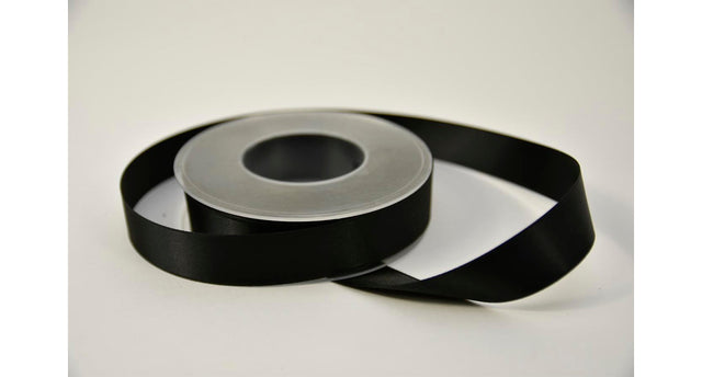Satijnlint 25 mm x 25 mtr zwart
