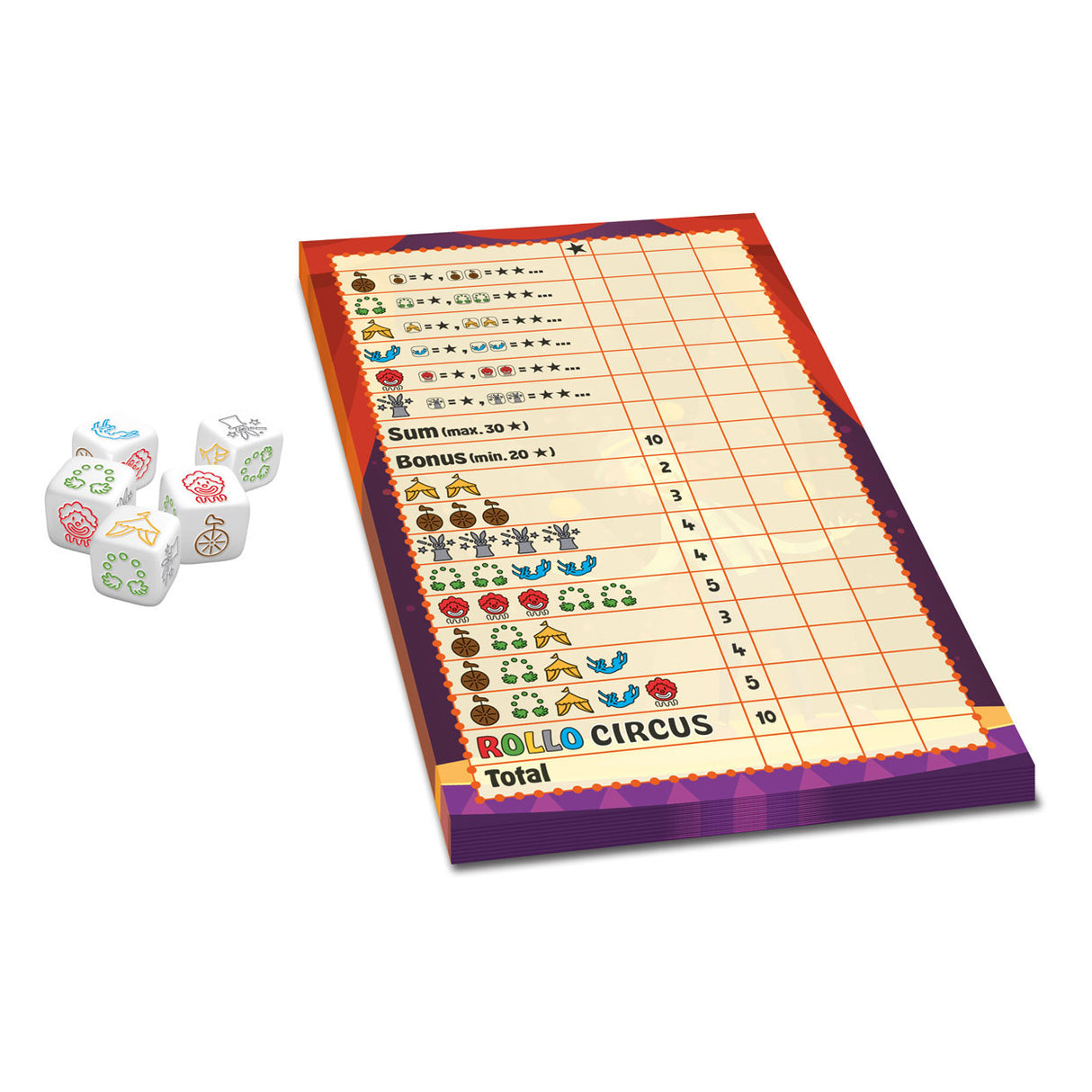 Asmodee Rollo Yatzee Circus Dice Game