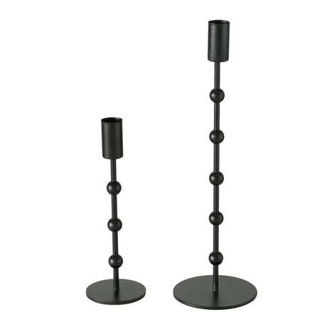 Boltze home kandelaar metaal zwart 2 dlg. h20-30cm