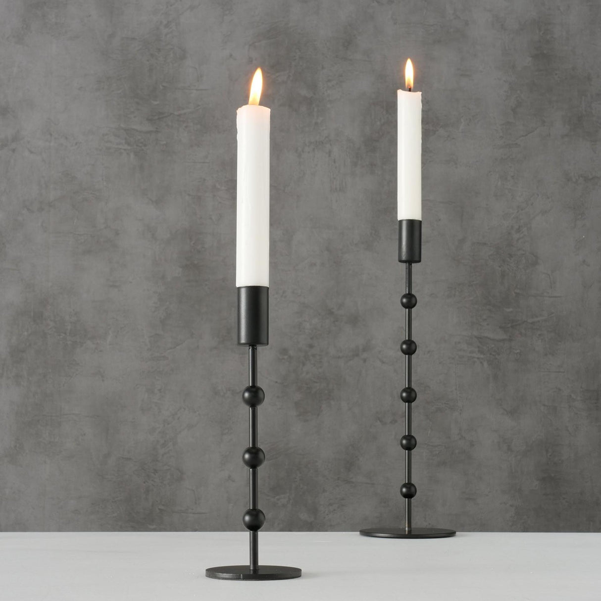 Boltze home kandelaar metaal zwart 2 dlg. h20-30cm
