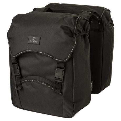 Fastrider unibag dubbele fietstas - voorzien van uitsparing voor snelbinders en led verlichting - waterafstotend - reflectiestrepen - 28 liter - zwart