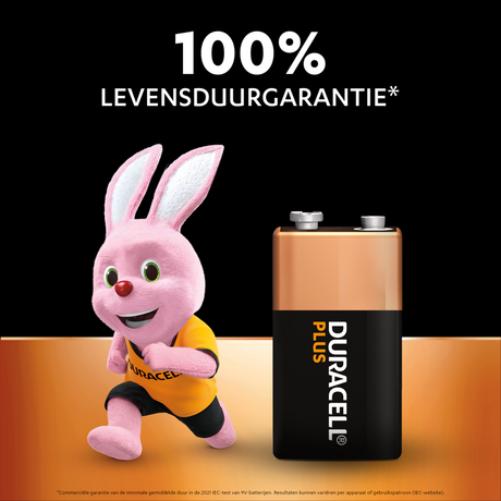 Duracell plus alkaline 100% 9v 6lr61 per stuk