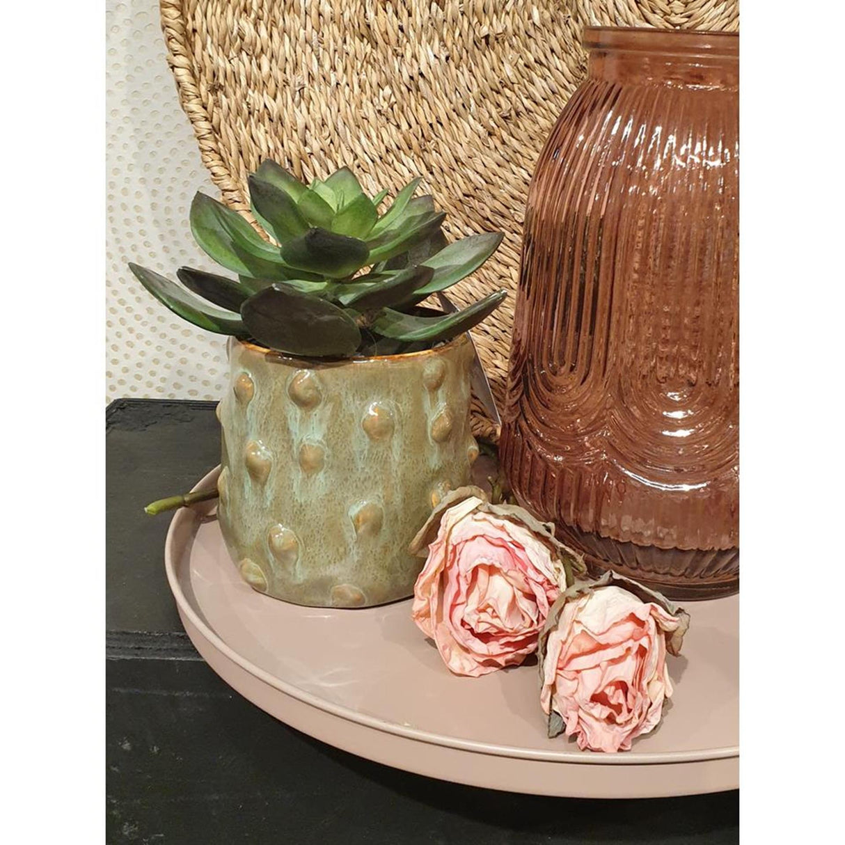 Hbx natural living decotak roos 45cm rood