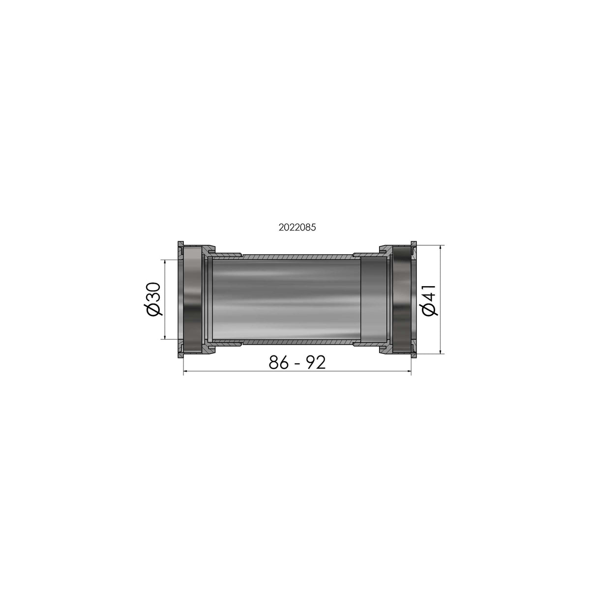 Elvedes bracketset press fit bot.bracket press fit 41mm bb86-92 shim.