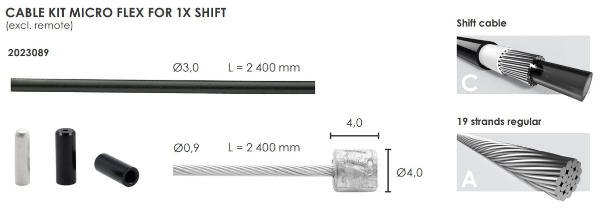 Elvedes schakel kabelkit micro flex ø3,2mm 2500mm 2500mm