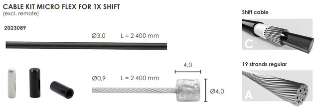 Elvedes schakel kabelkit micro flex ø3,2mm 2500mm 2500mm