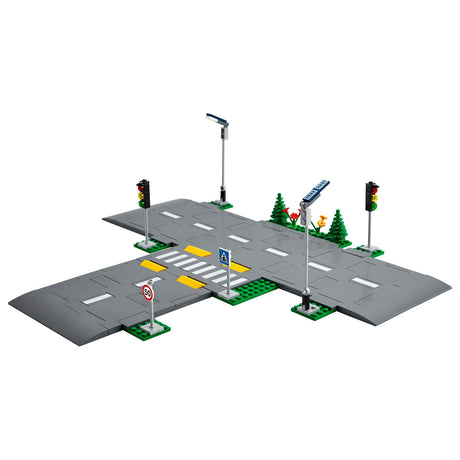 Lego ® city wegplaten 60304 bouwset; bouwbare speelgoedweg; maak de wegplaten vast aan je stad om deze uit te breiden; met lantaarnpalen, stoplichten, verkeersborden, bomen en planten, verkeersdrempels en een zebrapad (112 onderdelen)
