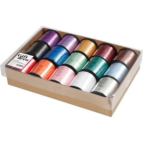 Creativ company http: www.cchobby.nl cadeaulint-b-10-mm-glossy-diverse-kleuren-15x50-m-1-doos