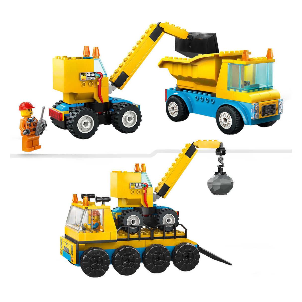 Lego Lego City 60391 Kip Truck, Truck de construction et grue de démolition