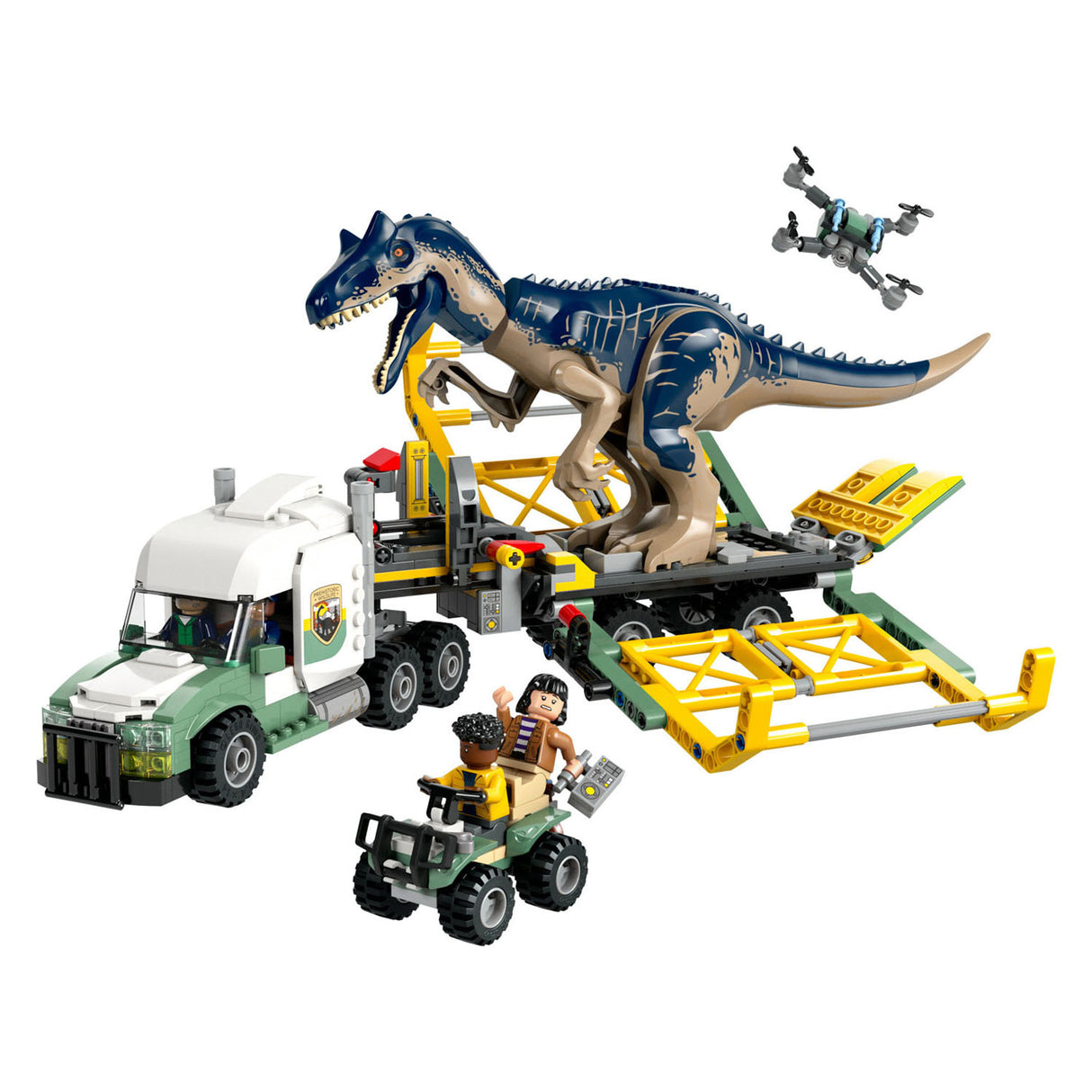 Lego jurassic Welt 76966 Dinosaurusmissiounen: Allolosaurus transportéieren