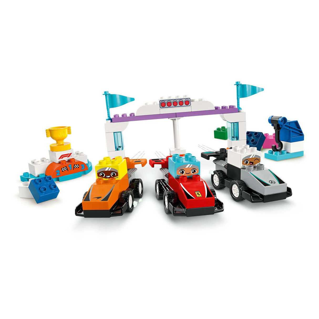 Lego Duplo Stad 10445 f1 Team Race Deeler an Chauffeuren