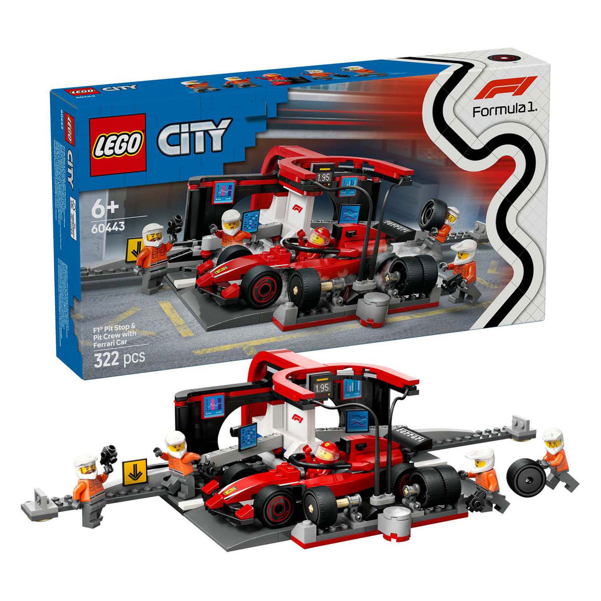 Lego City 60443 F1 Pitstop og Pitcrew med Ferrari Auto