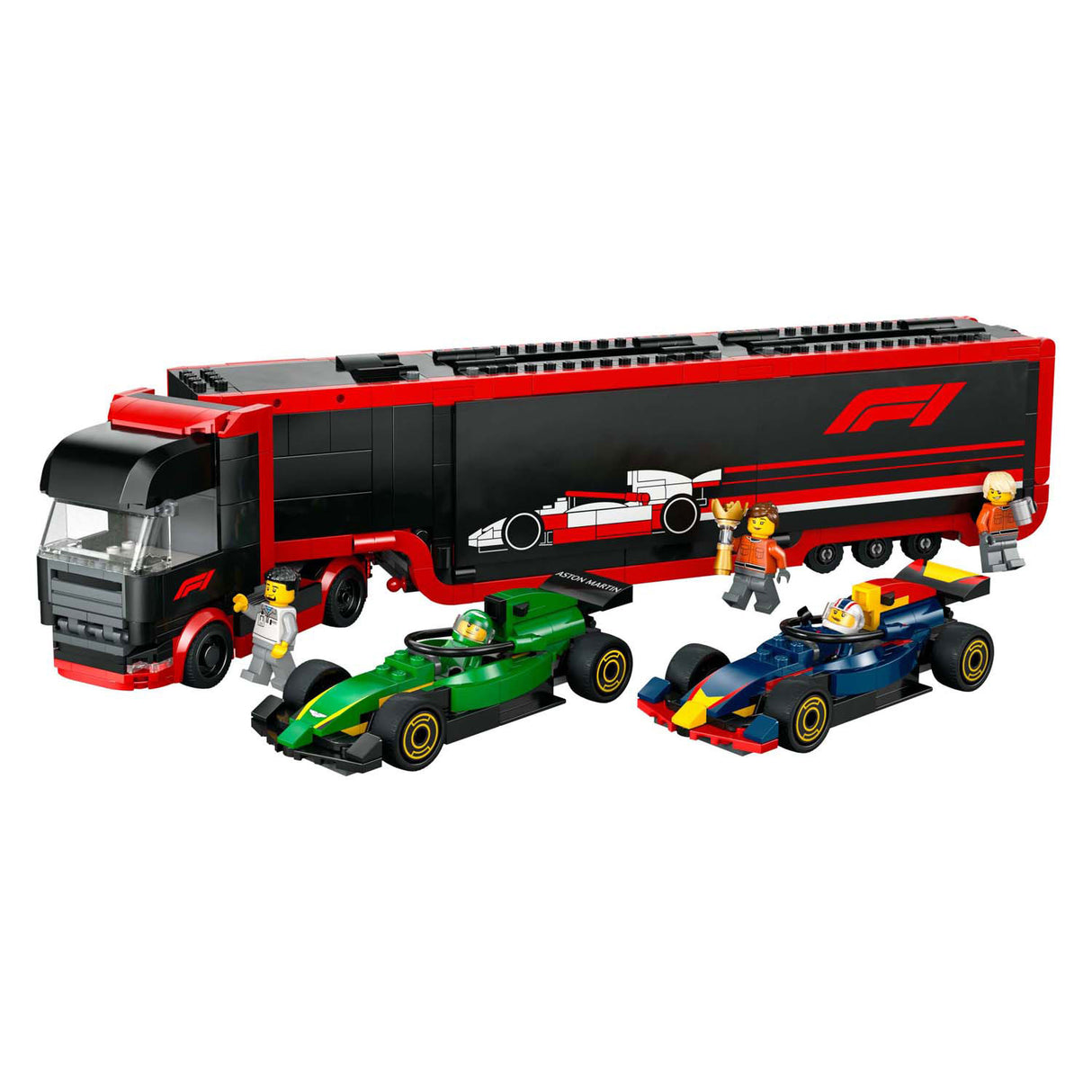 Lego City 60445 F1 -lastbil med RB20 och AMR24 F1 -bilar