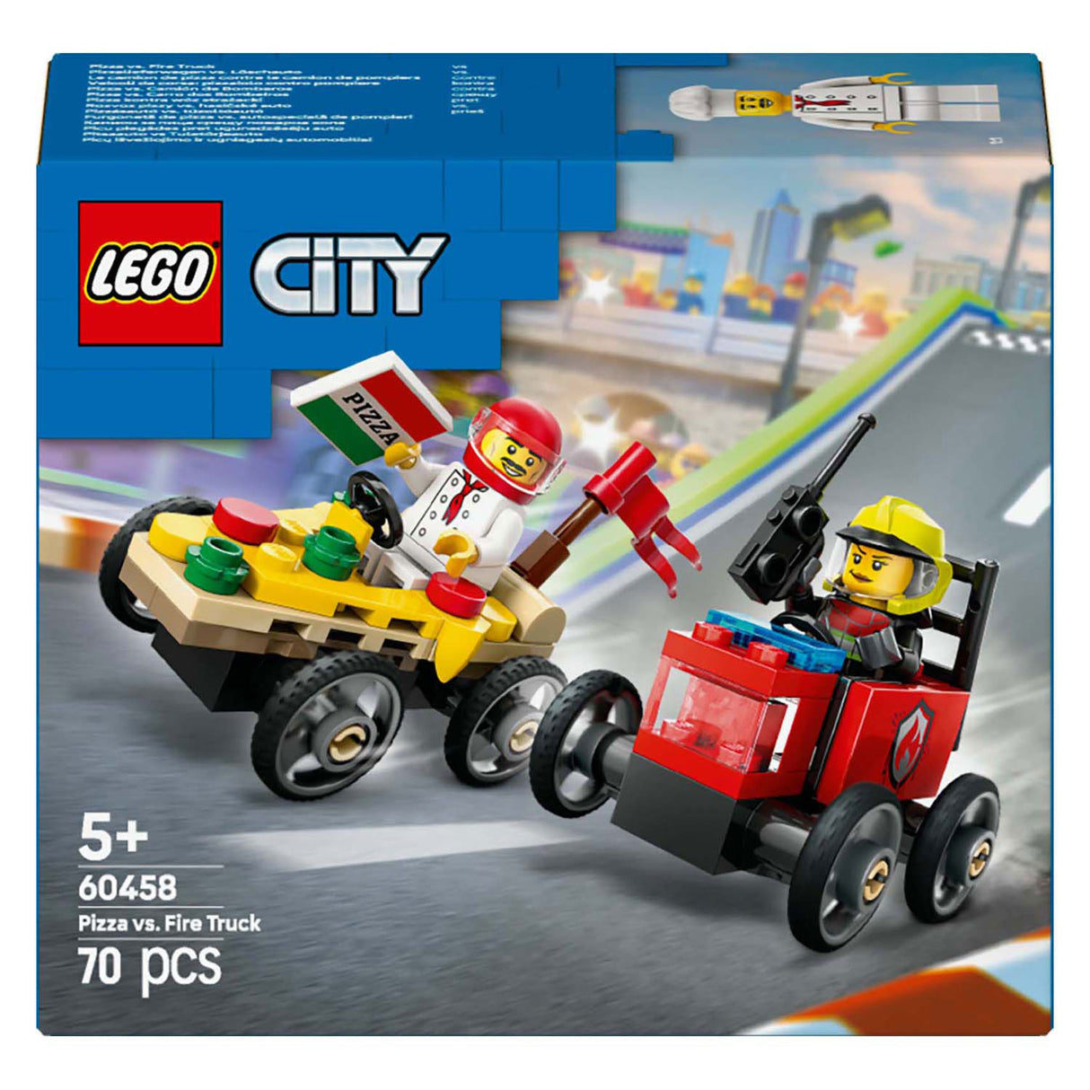 LEGO CITY 60458 Race Car Pack: Pizza Stem Truck Vs. Brandbil