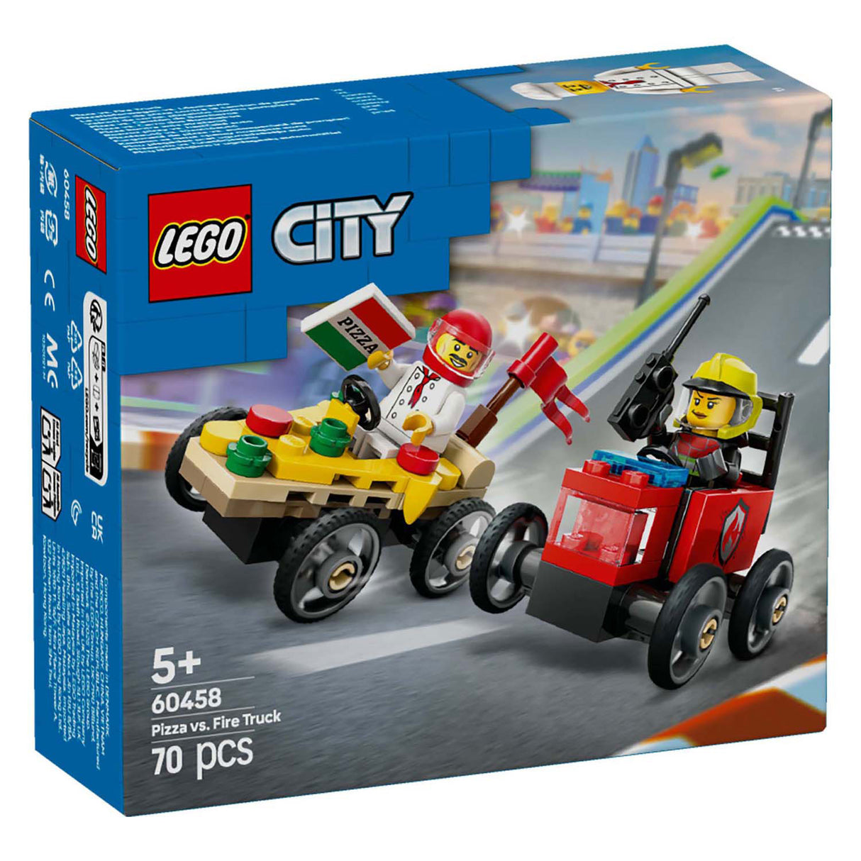 LEGO CITY 60458 Race Car Pack: Pizza Stem Truck Vs. Brandbil