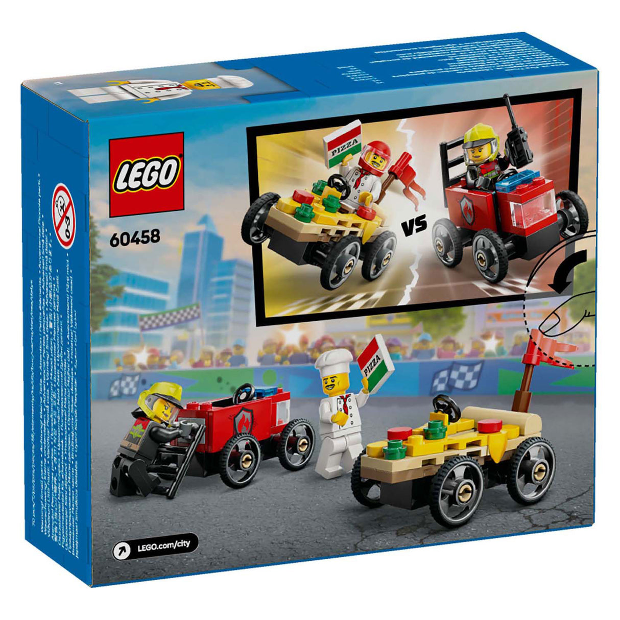 LEGO CITY 60458 Race Car Pack: Pizza Stem Truck Vs. Brandbil