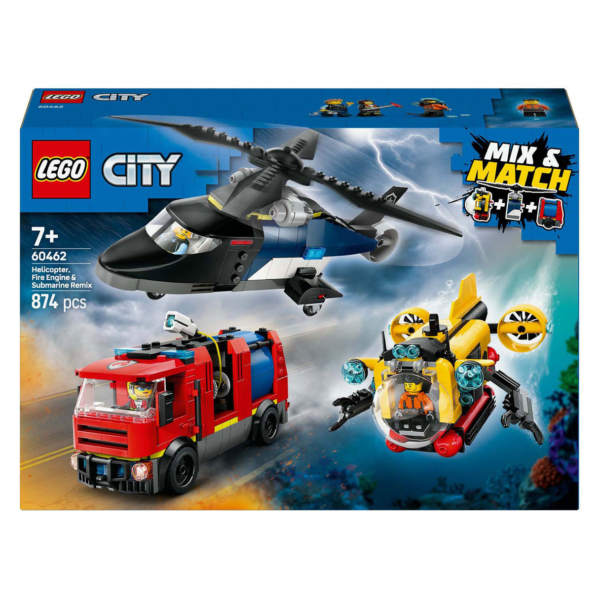 LEGO CITY 60462 Helikopter, Fire Truck and Submir Remix