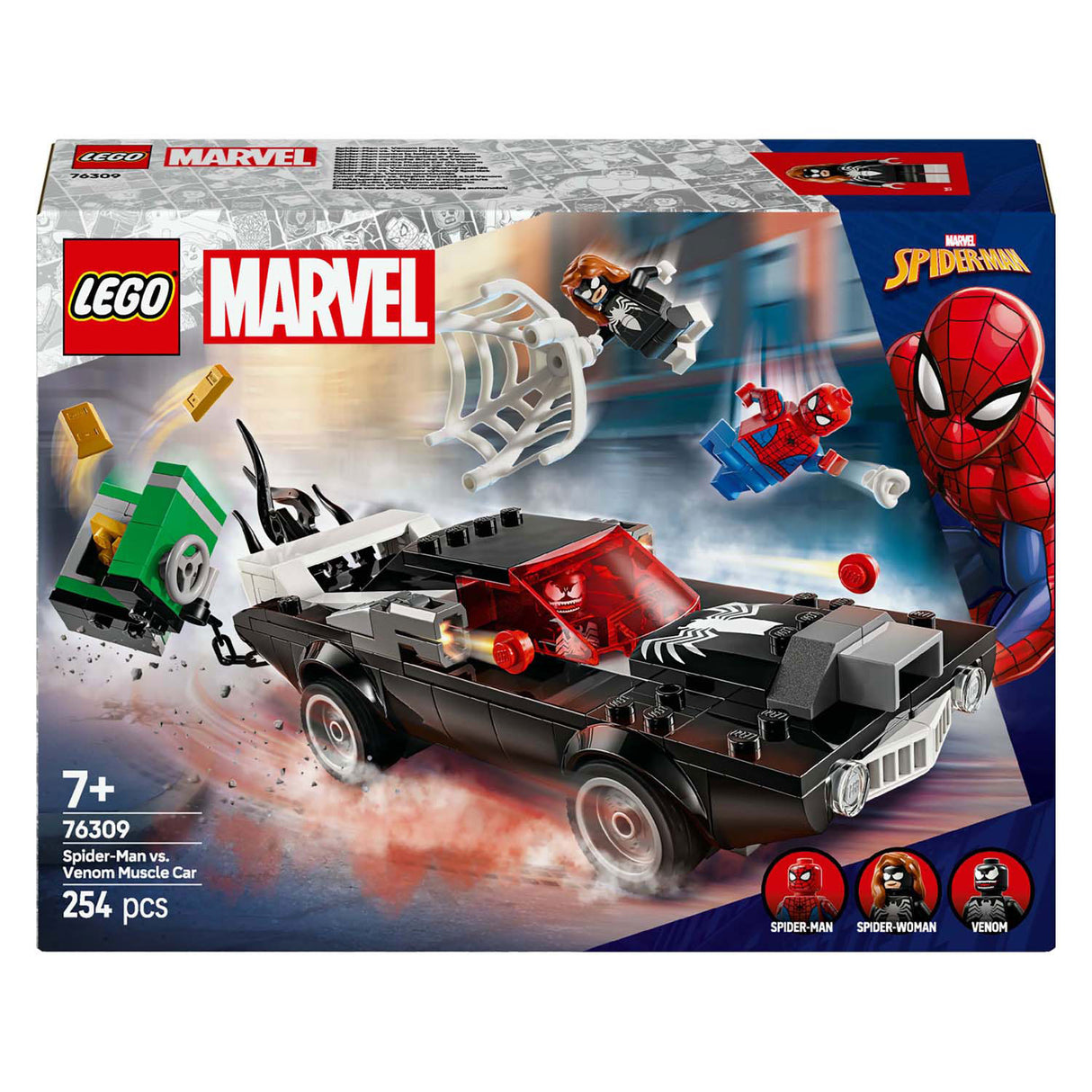 Lego super heroes 76309 spider-man vs. venoms klassieke auto