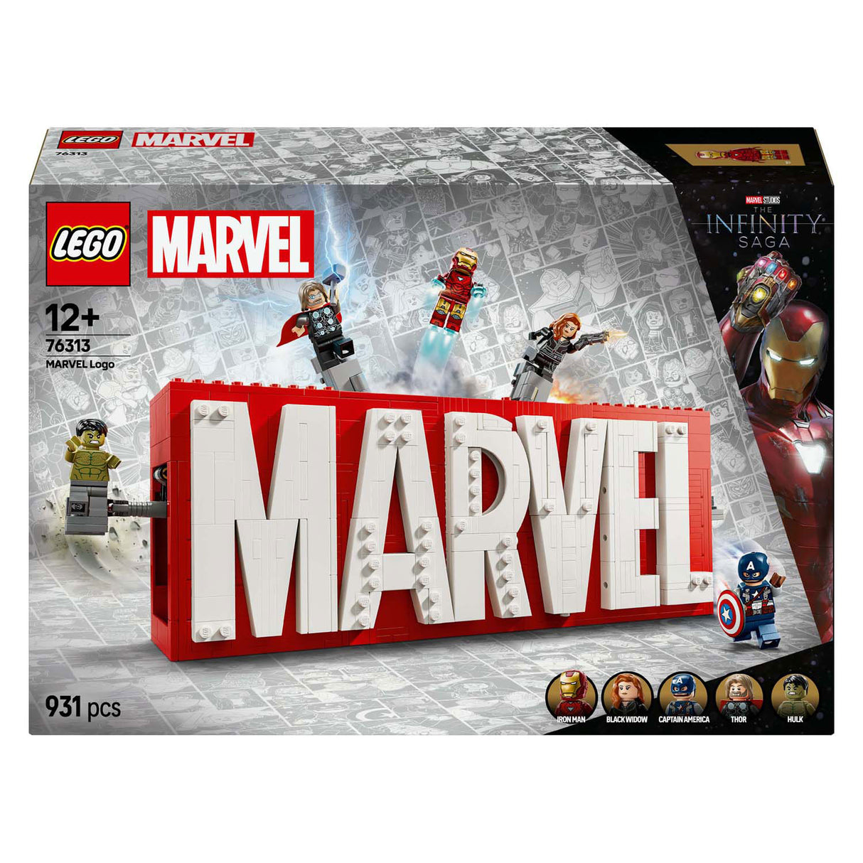 LEGO Super Heroes 76313 Marvel Logo i minifigury