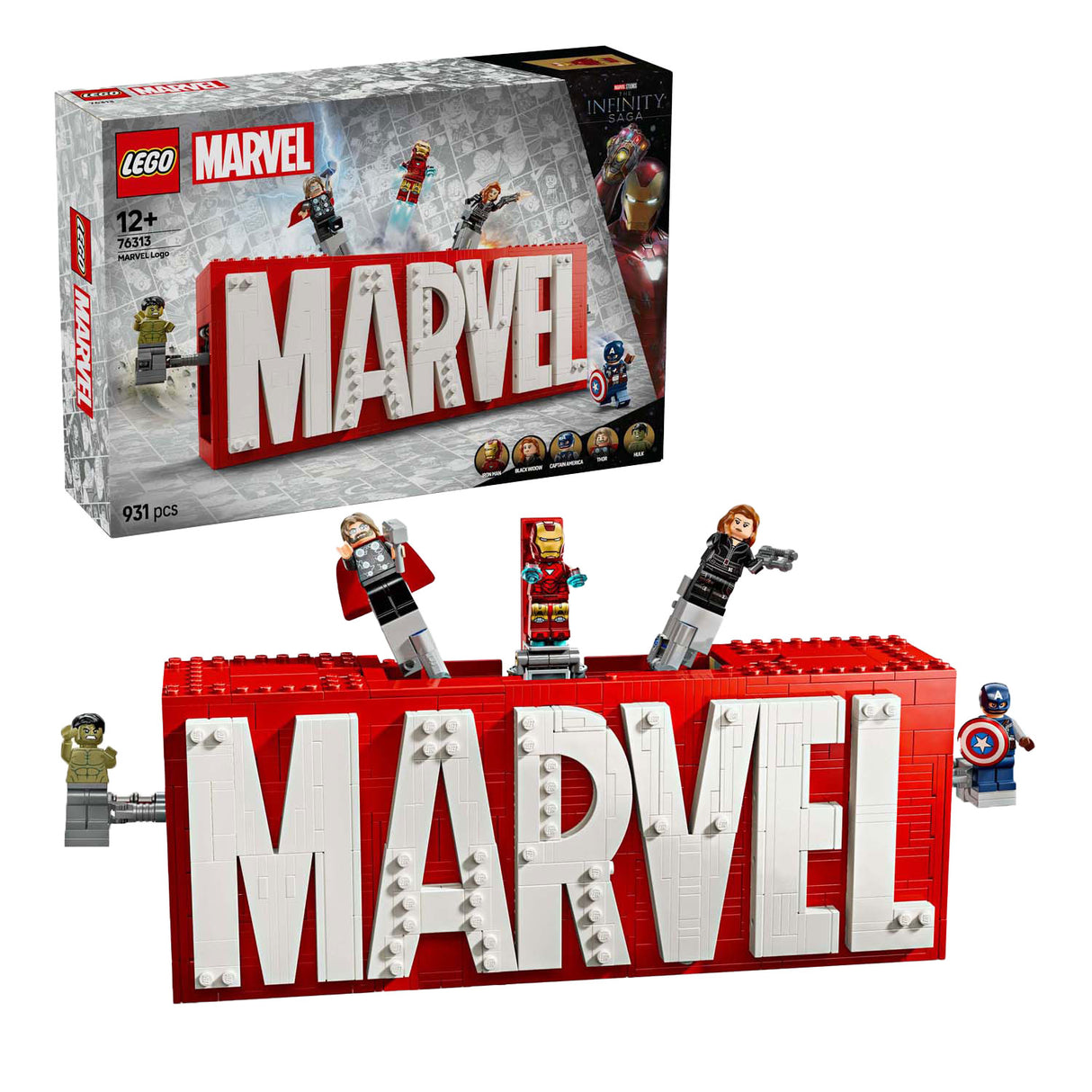 LEGO Super Heroes 76313 Marvel Logo i minifigury