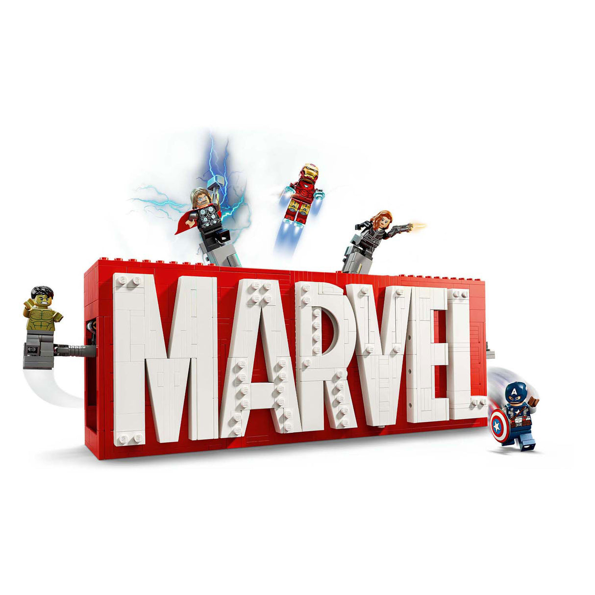 Lego super heroes 76313 marvel logo en minifiguren