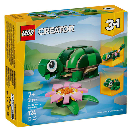 Lego ® creator 3in1 schildpad met waterlelie - speelgoedmodel - bouw om tot kameleon of kikker - 31377