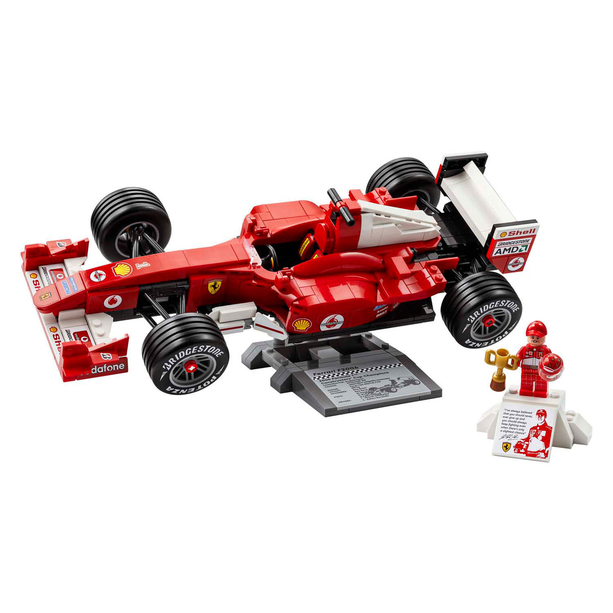 Lego icons ferrari f2004 en michael schumacher model auto bouwpakket voor volwassenen en decoratie 11375