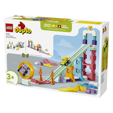 Lego duplo stad 3-in-1 creatieve hellingen met voertuigen - auto speelgoed voor peuters 10478