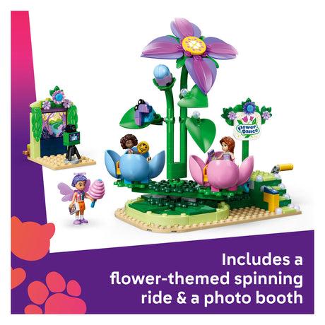 Lego friends draaiende theekopjesattractie met bloementhema