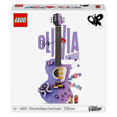 Lego editions olivia rodrigo's dubbele gitaar bouwpakket voor kinderen en tienerkamer decoratie - 43031